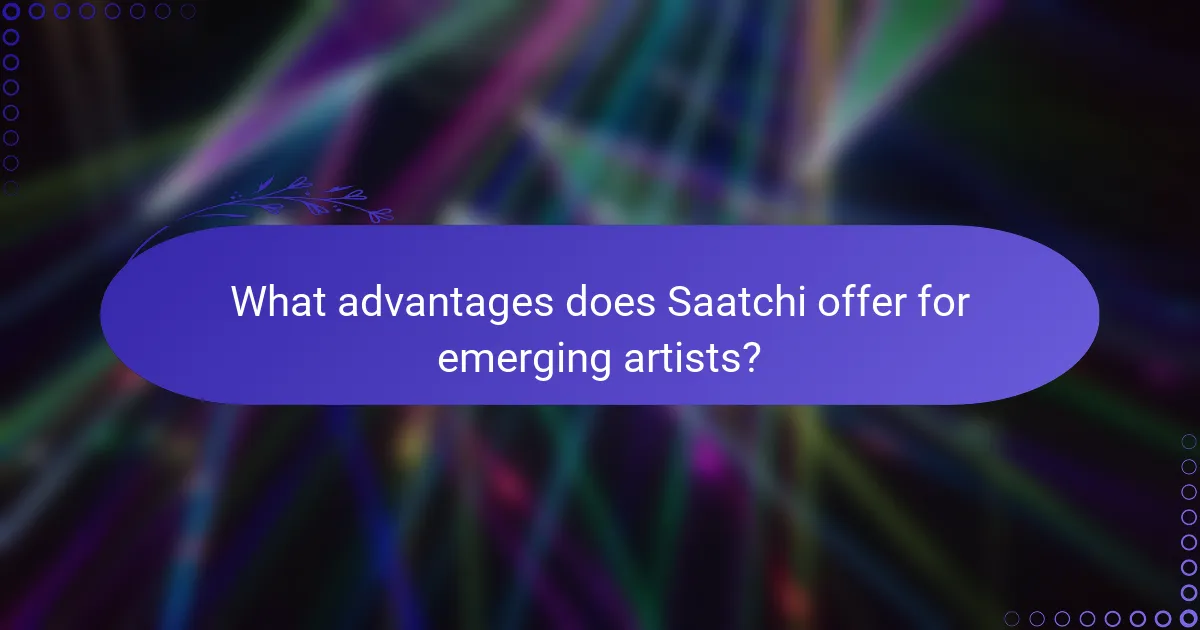 What advantages does Saatchi offer for emerging artists?