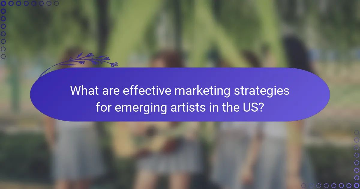 What are effective marketing strategies for emerging artists in the US?
