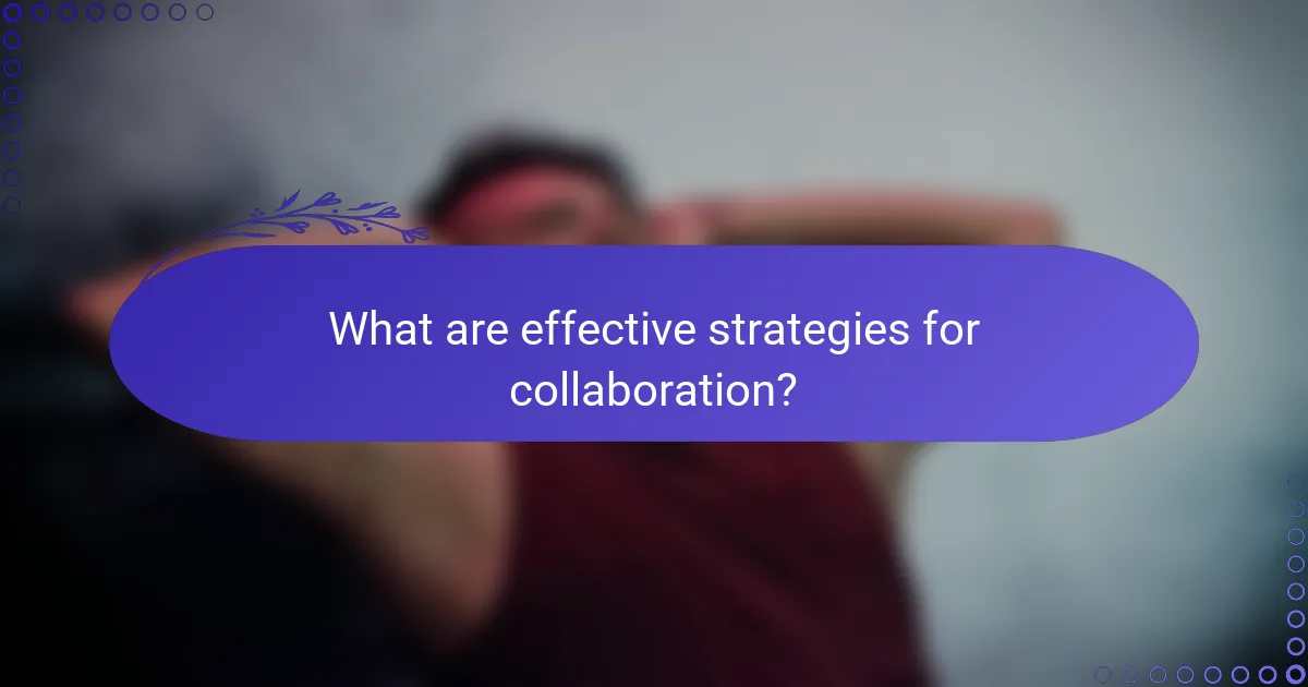 What are effective strategies for collaboration?