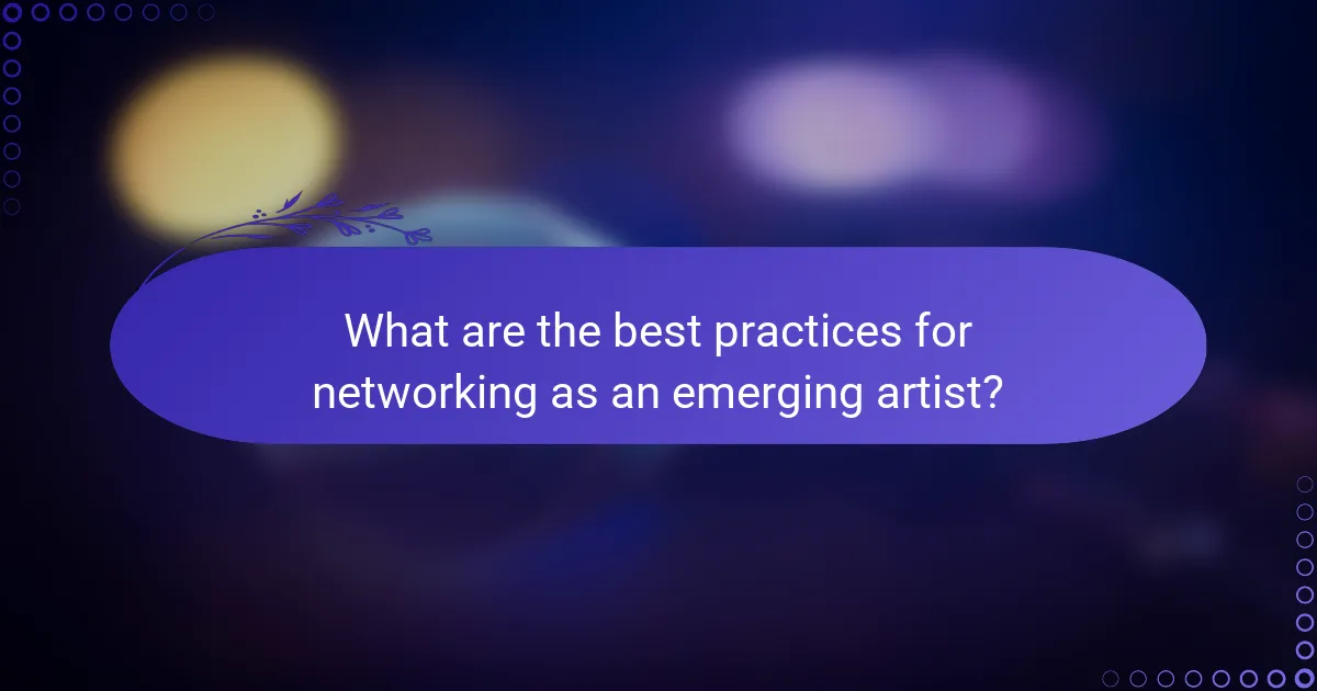 What are the best practices for networking as an emerging artist?
