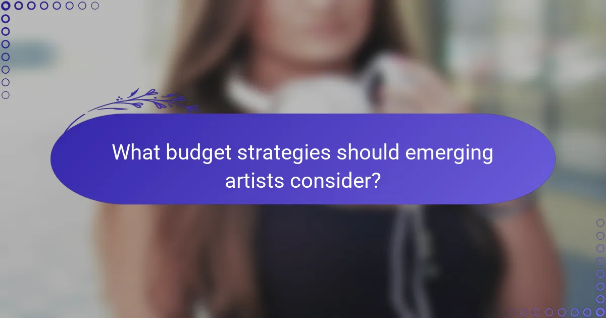 What budget strategies should emerging artists consider?