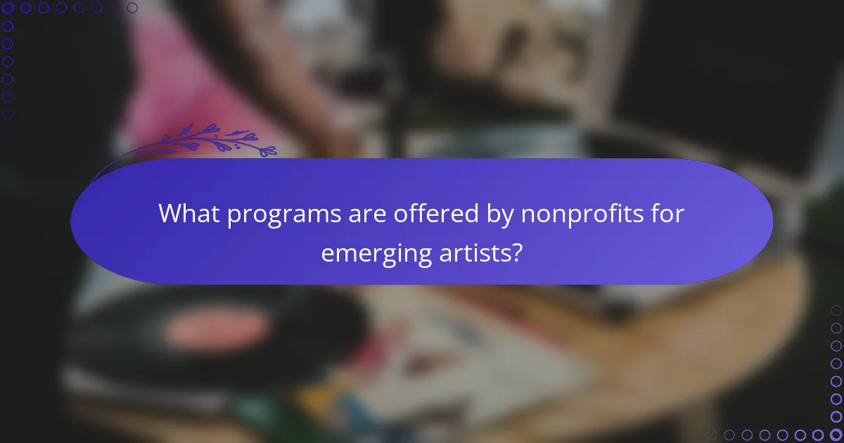 What programs are offered by nonprofits for emerging artists?