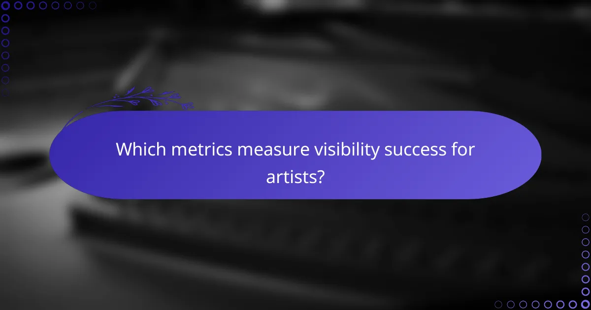 Which metrics measure visibility success for artists?
